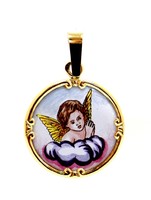 Gold porcelain angelic pendant (zal-au100708)