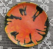 Foglalva Polyák, retro iparművészeti tál, tányér, szignóval, 25 cm