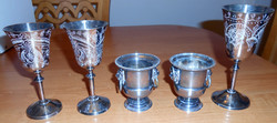 5 darab ezüstözött serleg pohár kupa
