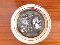 Hollóházi porcelán mini fali tányér Szász Endre Napfény falidísz