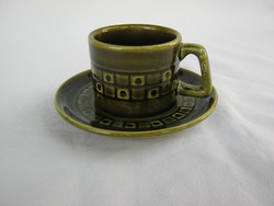 Retro ... Granite ceramic coffee cup + saucer László Zahajszky camel