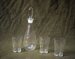 Old Újpest polished wine glass with glasses