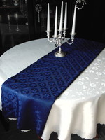 Elegant plum blue silk tablecloth 136 x 256 cm!