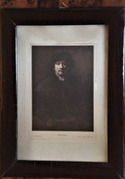 Rembrandt önarckép, rézmetszetről készített fénymetszet, 10,5x14cm