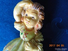 Antique lost girl with a dog, glazed plaster 14.7 cm