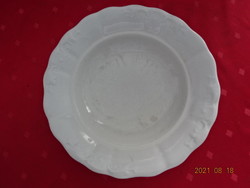 Zsolnay porcelán, fehér nyomott mintás mélytányér, átmérője 23,5 cm. Jókai.