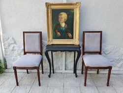 Antik felújított klasszicista stílusú kárpitos székek párban