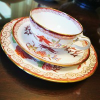 Sarreguemines Minton nagy méretű teás kávés reggeliző készlet. Csésze cseszealjjal és kistányérral.