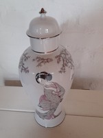 Hollóházi japán mintás  porcelán fedeles váza