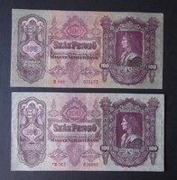 2 db 100 pengő 1930 - egyik csillagos
