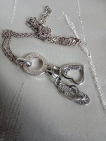 Silver necklace ts charm holder with pendant + charms