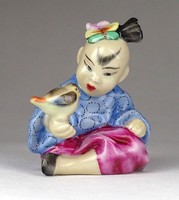 1F603 Herendi porcelán kínai kislány figura madárral
