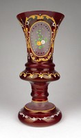 1F639 Antik festett aranyozott Biedermeier bíborpácolt kupa 21.5 cm