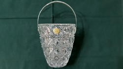 Ezüst fogantyús Ólomkristály jégkockatartó 1035 gramm ajándék ezüst csipesszel