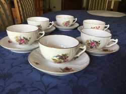 HC Schlaggenwald antik teás csészék kistányérral, 6 személyes (Boro)