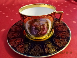 Victoria porcelán Ausztria, antik teáscsészealátét, kobalt kék alapon arany díszítéssel. Vanneki!