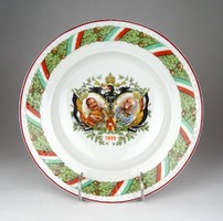 1F815 Antik I. világháborús II. Wilhelm - I. Ferencz József porcelán fali tányér 1914-15