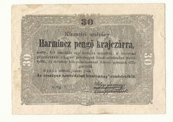 1849 es 30 pengő krajczárra Kossuth bankó papírpénz bankjegy sor oz g 1848 szabadságharc pénze