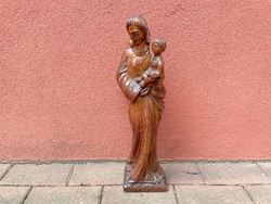 Szűz Mária gyermekével Jézussal fa szobor faragás 47cm