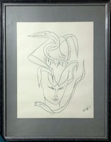 Pima díjas művésztől, tanúsítvánnyalT áncok c. grafika, 60x45cm. Károlyfi Zsófia (1952)