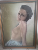 Diósi: Art Deco female nude pastel