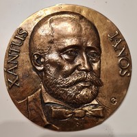 Xantus János bronz plakett 9 cm Jelzett CK