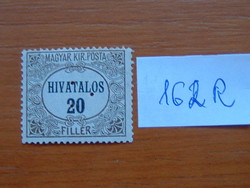 MAGYAR KIR. POSTA 20 FILLÉR 1921 HIVATALOS háromszögű lyukasztással  162R