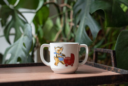 Lidabruk rörstrand nalle brum - Swedish retro porcelain children's cup - two-eared children's mug