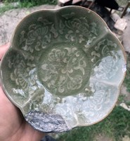 Antique Old Chinese Celadon Ceramic Brush Wash Plate Bowls Bowls Bowl, Chinese Celadon Brush Washer