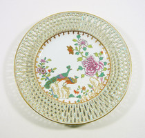 HERENDI ANTIK 1915  PAON DE PEKING ÁTTÖRT PORCELÁN FALITÁL 21.5 CM HIBÁTLAN (P078)