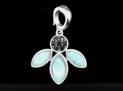 • Csodás valódi amazonit  és fekete spinell drágaköves   sterling ezüst /925/ medál--új