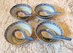 Kínai porcelán tányér tál kanállal