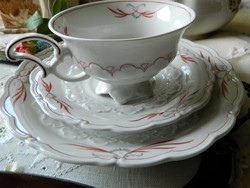 Antik Weimar porcelán reggeliző szett, csésze kistányérok
