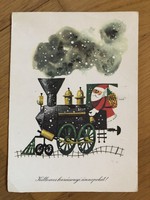 Kellemes Karácsonyi Ünnepeket képeslap - Kecskeméty Károly rajz