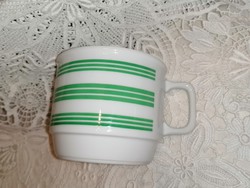 Retro, rare green striped, Zsolnay mug, cup 48.