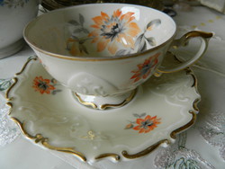 Schlottenhof  Arzberg porcelán szett, csésze kistányér, krémszínű