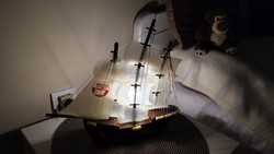 Bolgár világító hajó eredeti dobozával egyedi ritka régi retró szuvenír ajándék