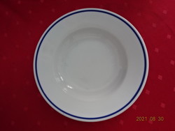Zsolnay porcelán, kék csíkos mélytányér, átmérője 23,8 cm. Sérült  Vanneki! Jókai.