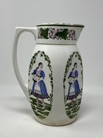 Rare, old granite hand-painted vintage wine jug, jug -cz