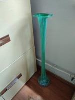 97 cm végtelenül kecses, zöld muránói váza, üvegváza large murano galass vase
