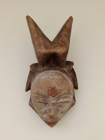 Afrika afrikai antik maszk patinás fa maszk Punu népcsoport Gabon dob 15.