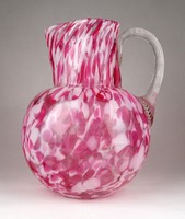 1F926 Antik rózsaszín lencsés fújt huta üveg kancsó ~ 1860 körül