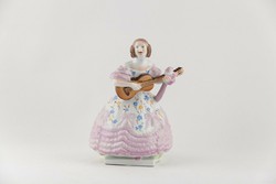 Herend, déryné opera singer in pink dress 22cm hand-painted porcelain figurine, flawless! (P022)