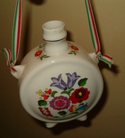 Kalocsai kulacs virágos butykos butella szép porcelán kalocsai virágos kézi festésű handpanted