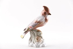 Herend, sitting smoky jay bird 20cm hand painted porcelain figurine, flawless! (P088)