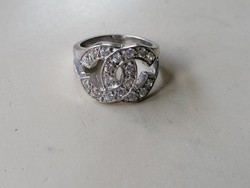 Ezüst Coco Chanel gyűrű cirkonkövekkel díszítve 925