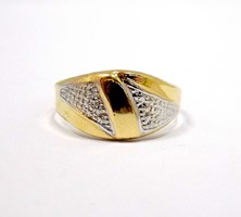 Sárga-fehér arany vésett gyűrű (ZAL-Au97335)