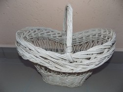 White painted wicker basket 29 * 41 cm height with handles 36 cm