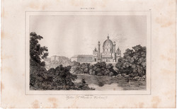 Bécs, Károly templom (3), acélmetszet 1842, francia, eredeti, metszet, Ausztria, 10 x 15, főváros