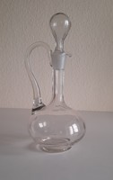 Antique blown glass jug with liqueur, decanter with decanter decoration, cork